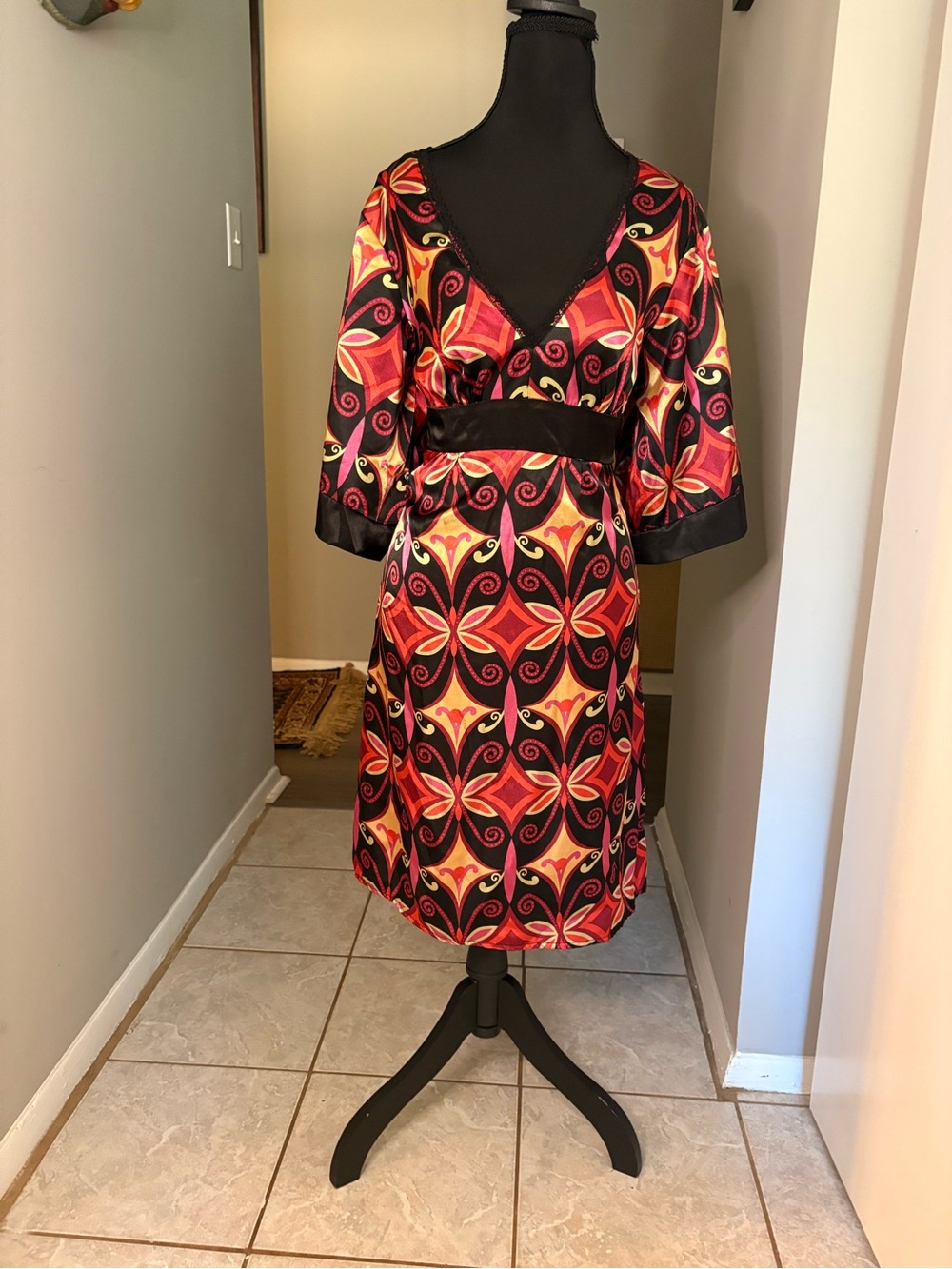 Soulmates Red and Black Geometric Midi Dress